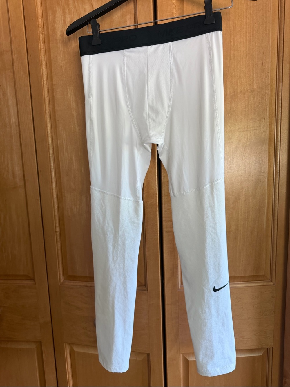 Nike White Dri-FIT Performance Tights with Black Waistband